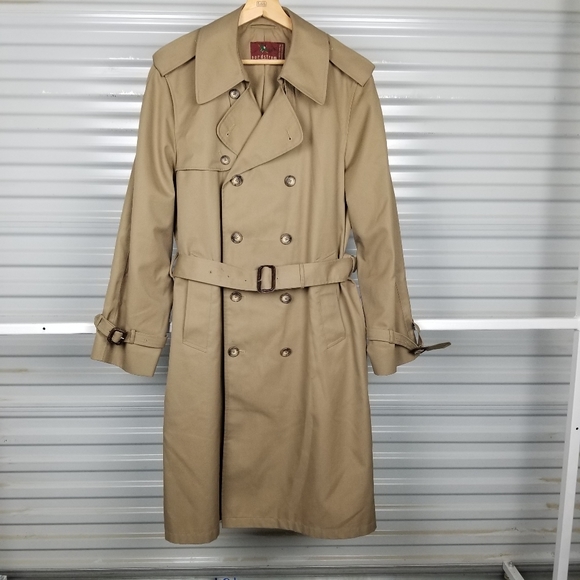 Nordstrom trench coat mens size 42 large unisex camel - Picture 5 of 10